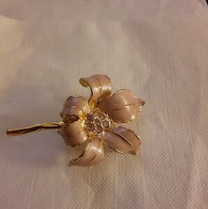 Monet Pink Enamel Petal with Rhinestone Brooch 3 for $20